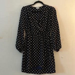 Anthropologie Brigette Bailey navy blue polkadot dress small